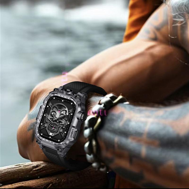 Новые многофункциональные квадратные уличные смарт-часы с большим экраном и фонариком, мониторингом здоровья, мужской спортивный браслет