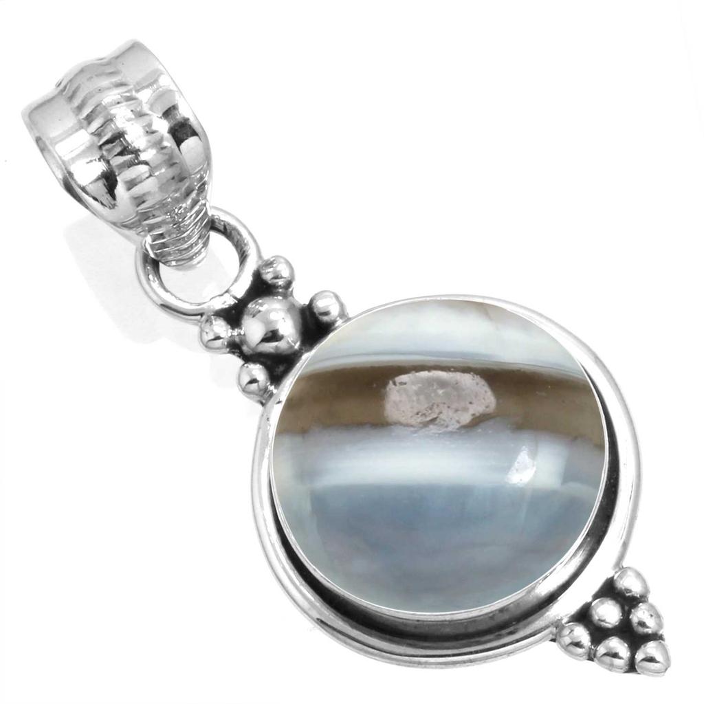 925 Sterling Silver Pendant Women Gemstone Handmade Jewelry Thanksgiving Gift Amazonite Angelite Blue Opal Botswana Agate Mohave Azurite Chrysocolla