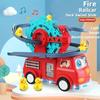 Fire Rail Car Climbing Toys with Lights/Music Children Electric Duck Stair Climbing Set Duck Ladder Slide Kids