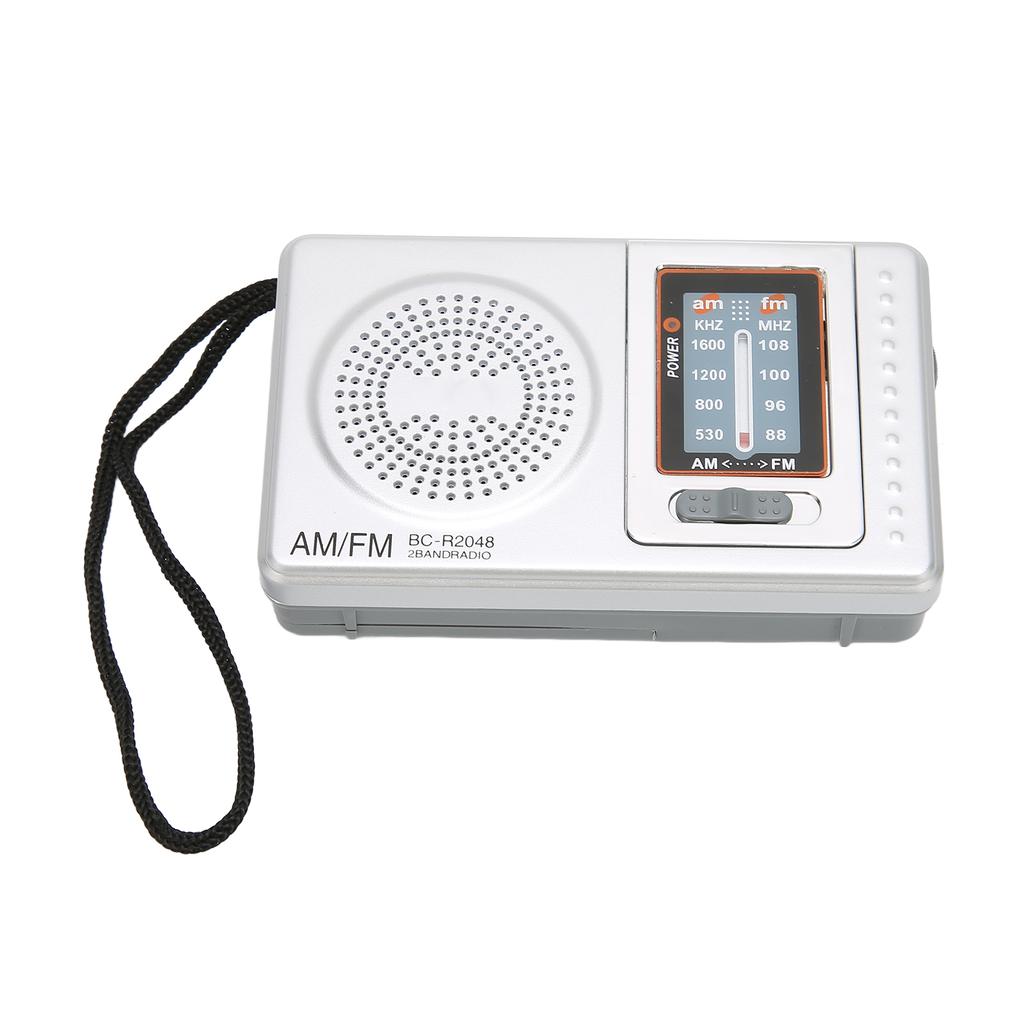 AM FM радио серебристо-серого цвета, карманный размер, AM FM, компактный, простой дизайн, питание от батареек типа АА, карманное радио для
