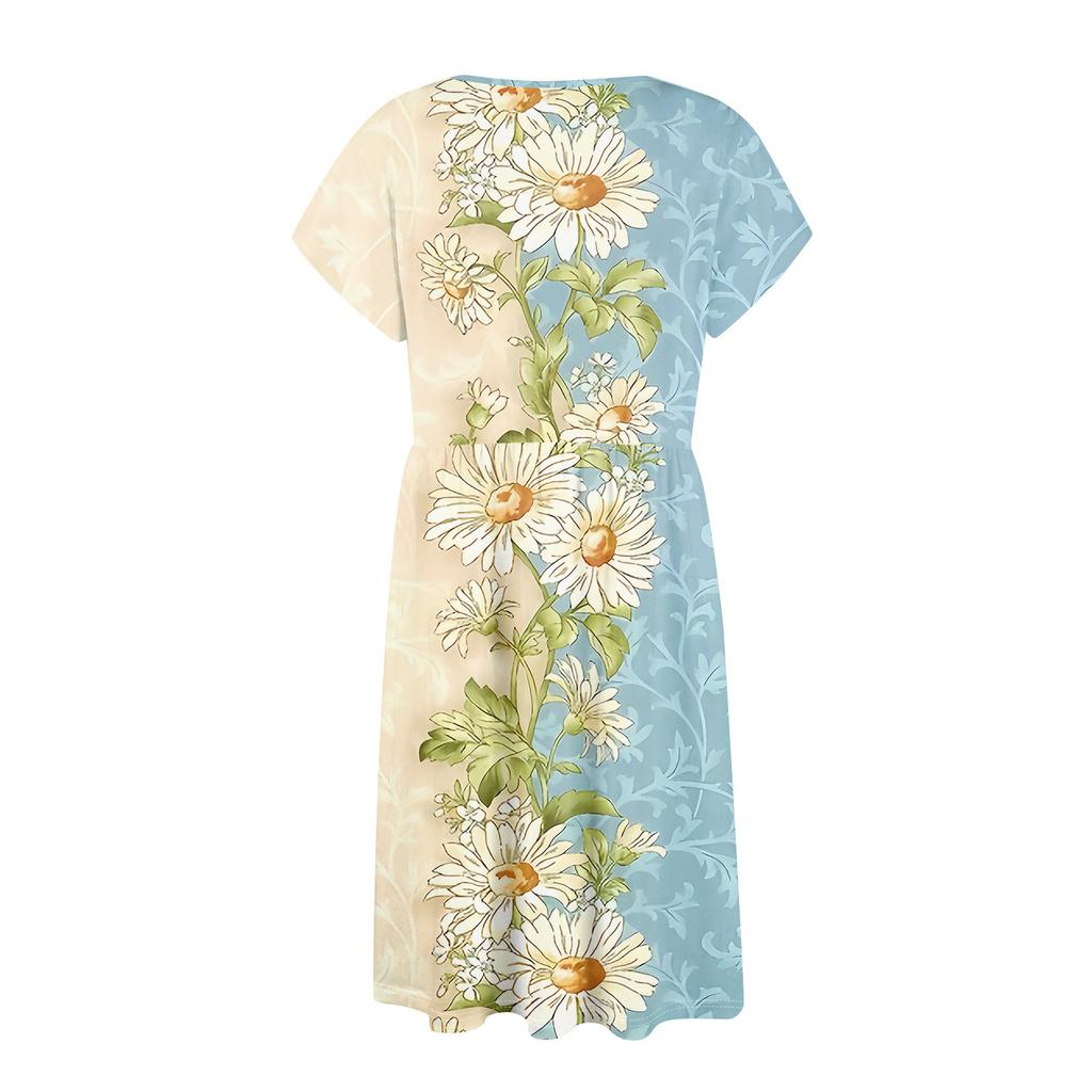 Женские летние платья с круглым вырезом и рукавами-крылышками, повседневные свободные платья-миди с карманами на пуговицах и принтом