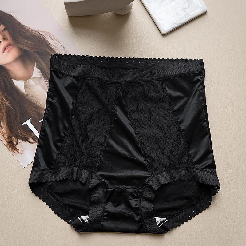 Нижнее белье Женские трусы больших размеров Эластичные компрессионные трусики с высокой талией Треугольные трусики Шелковое кружево с промежностью Бесшовное нижнее белье Дышащее