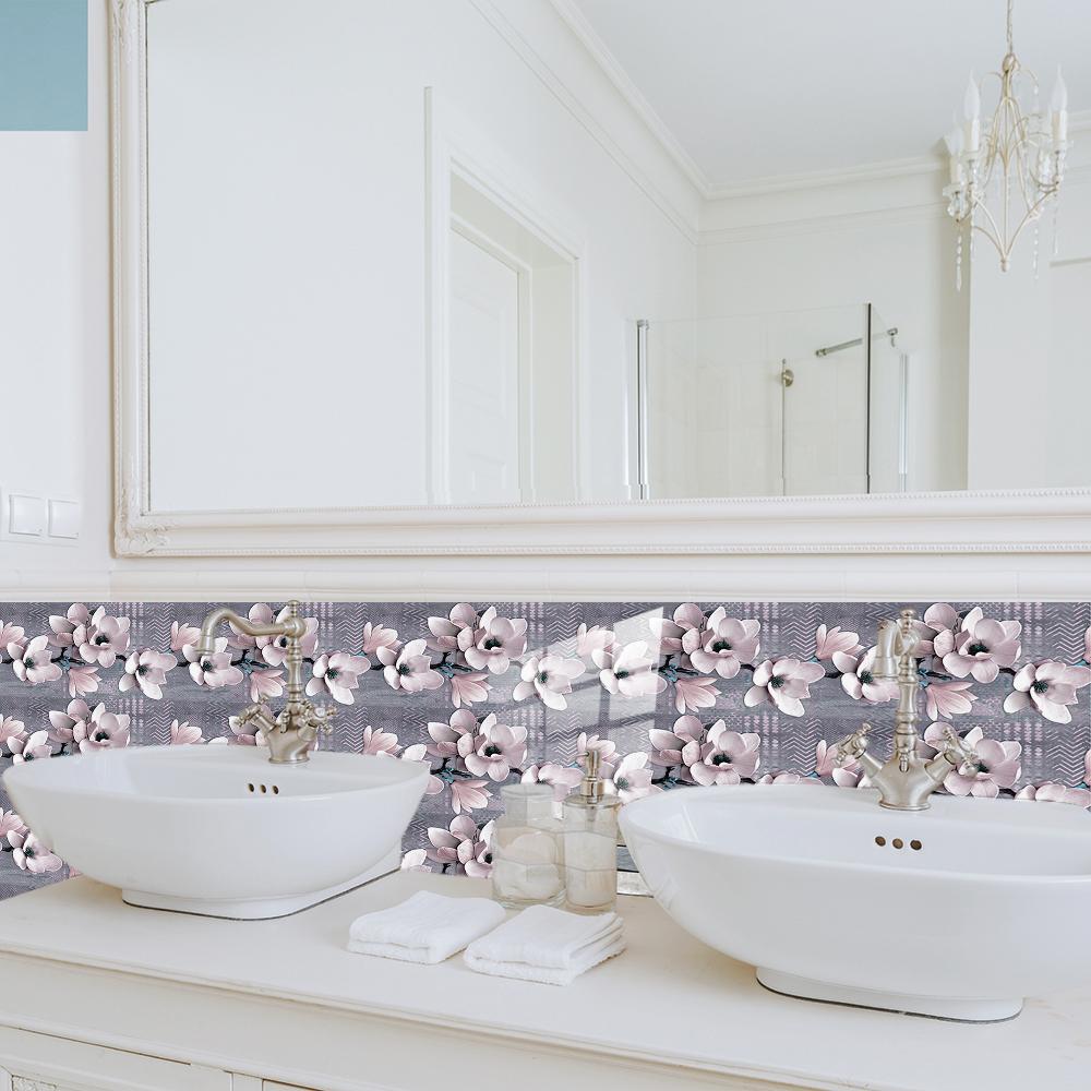 10 шт., настенная наклейка на плитку с цветочным узором, 15X30 см, маслостойкая кухонная наклейка для ванной комнаты, умывальник, водостойкая пилинг-палка, художественные наклейки на стены