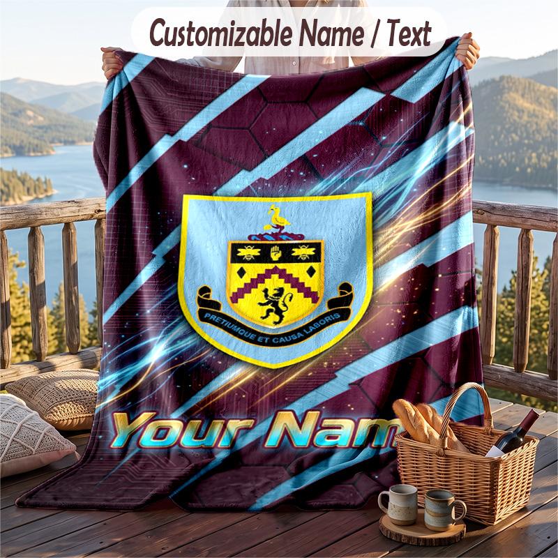 Фланелевое одеяло Burnley с футбольным принтом, с индивидуальным текстом имени, мягкий плед для дивана, кровати
