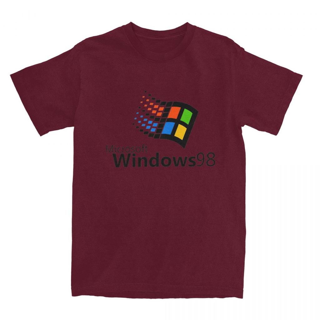 Windows 98 Vaporwave T-Shirt Computer System Harajuku T Shirts Short-Sleeve Tops Summer Cotton Breathable Plus Size 5XL Clothes