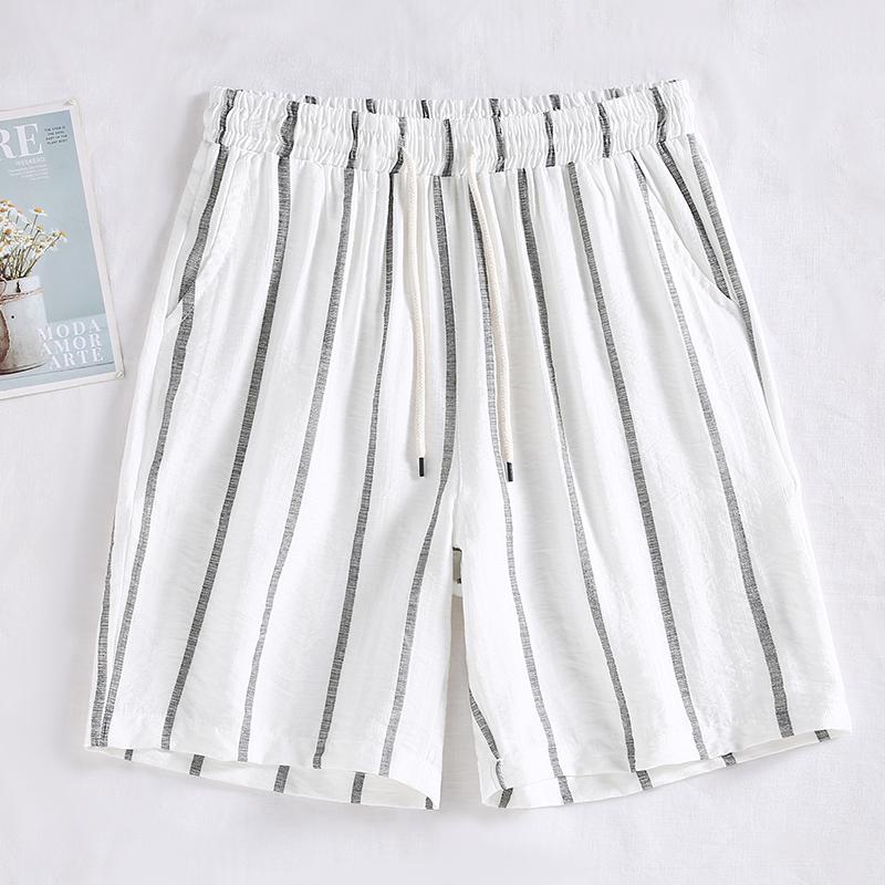 Мужские летние шорты, повседневные модные шорты в полоску с эластичной резинкой на талии больших размеров для мужской одежды
