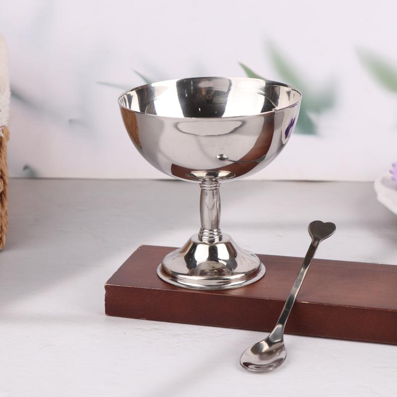 Stainless Steel Dessert Cup Vintage Durable Pudding Milk Jelly Ice Cream Cup Bowl Salad Bowl Dessert Fruit Plate Snack Dish