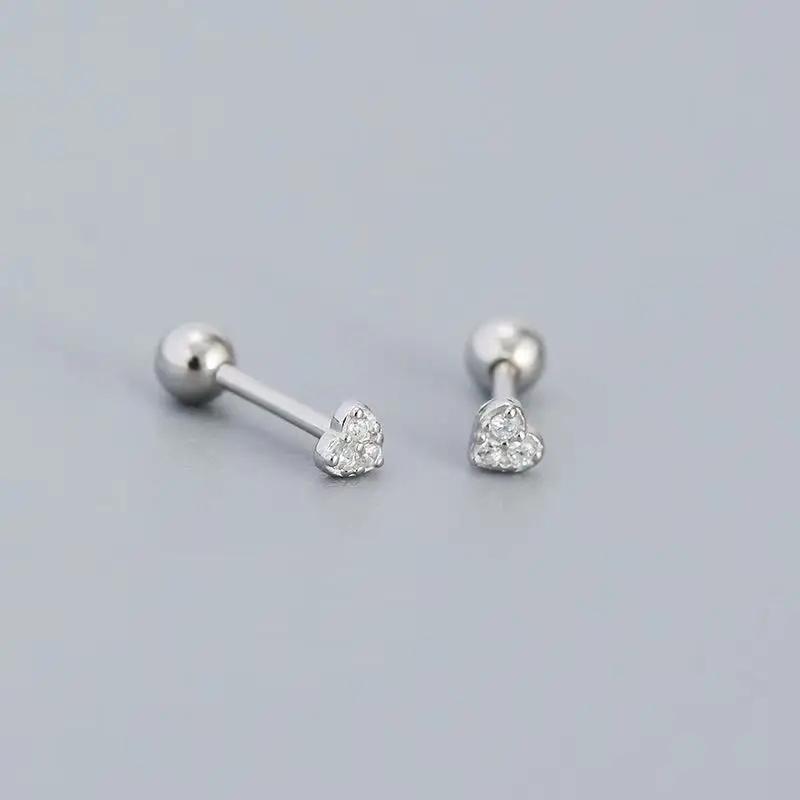 Корейские серьги-гвоздики из серебра 925 пробы для пирсинга козелка, спиральные серьги-гвоздики для женщин, 2 шт., бабочка, сердце, модные украшения для пирсинга ушей