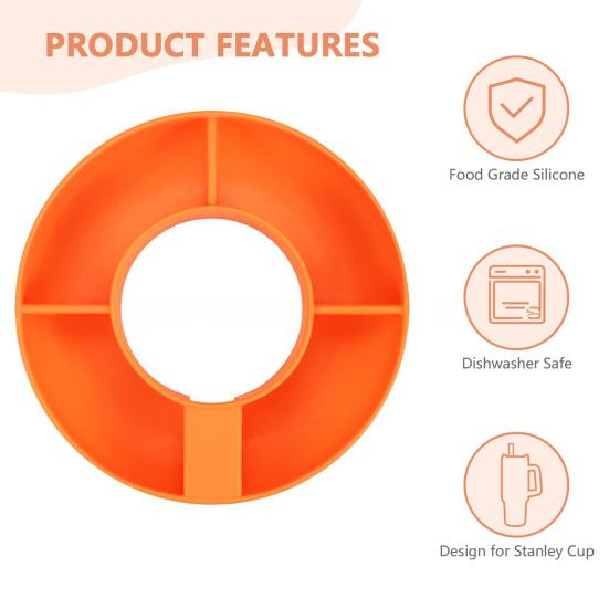Силиконовое кольцо для закусок с 4 отделениями, идеально подходит для контейнера для закусок, простые многоразовые тарелки для закусок для чашки на 40 унций