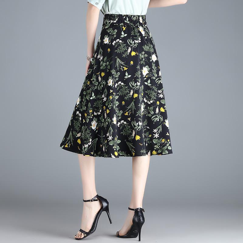 Юбка-бюст женская летняя плиссированная юбка с цветочным принтом и высокой талией, женская драпированная универсальная шифоновая юбка, весенняя женская маленькая