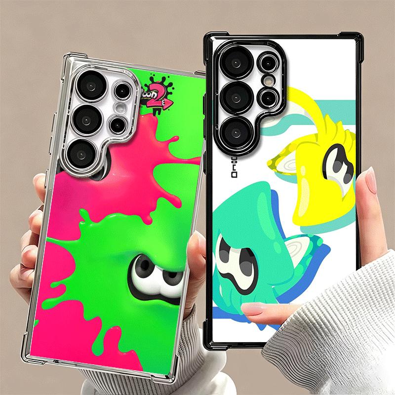Игровой чехол S-Splatoons с покрытием для телефона Samsung Galaxy S24 S25 FE S26 Edge S23 Ultra S22 S21 Plus S20, противоударный с подушкой безопасности