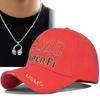 2Pcs Men's Baseball Cap Necklace Set Letter Embroidery Duck Tongue Cap Mesh Trucker Sun Shade Hat Mesh Cap Locket Necklace Couple Fashion Casual Hat