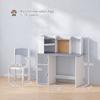 Kids Desk and Chair Set Storage Shelves Kids Desk Adjustable Tablet Stand Cork Board Pen Holder Grey