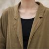 Johnature Women Vintage Ramie Cotton Tailored Coat Solid Color Long Sleeve Pockets Clothes Autumn Loose Coats