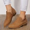 Fashion New Women Chunky Heel Short Boots Retro High Heel Boots Female Slip On Mid Heels Casual Botas Mujer Booties Feminina Size 35-43