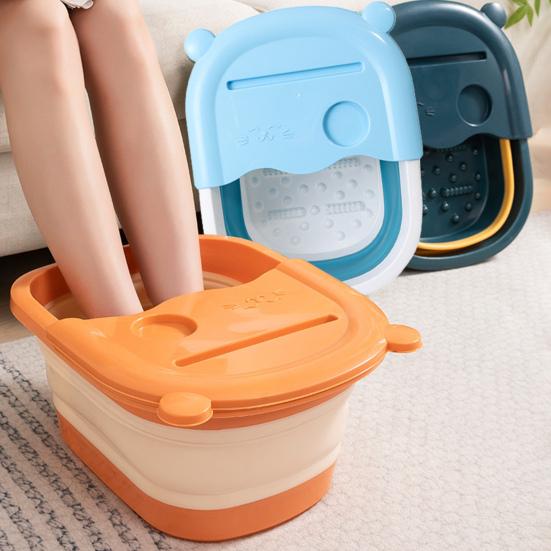 Складной тазик для ножных ванн, компактный таз для расслабления ног, массажный контейнер для спа-процедур для ног с массажными шариками на дне