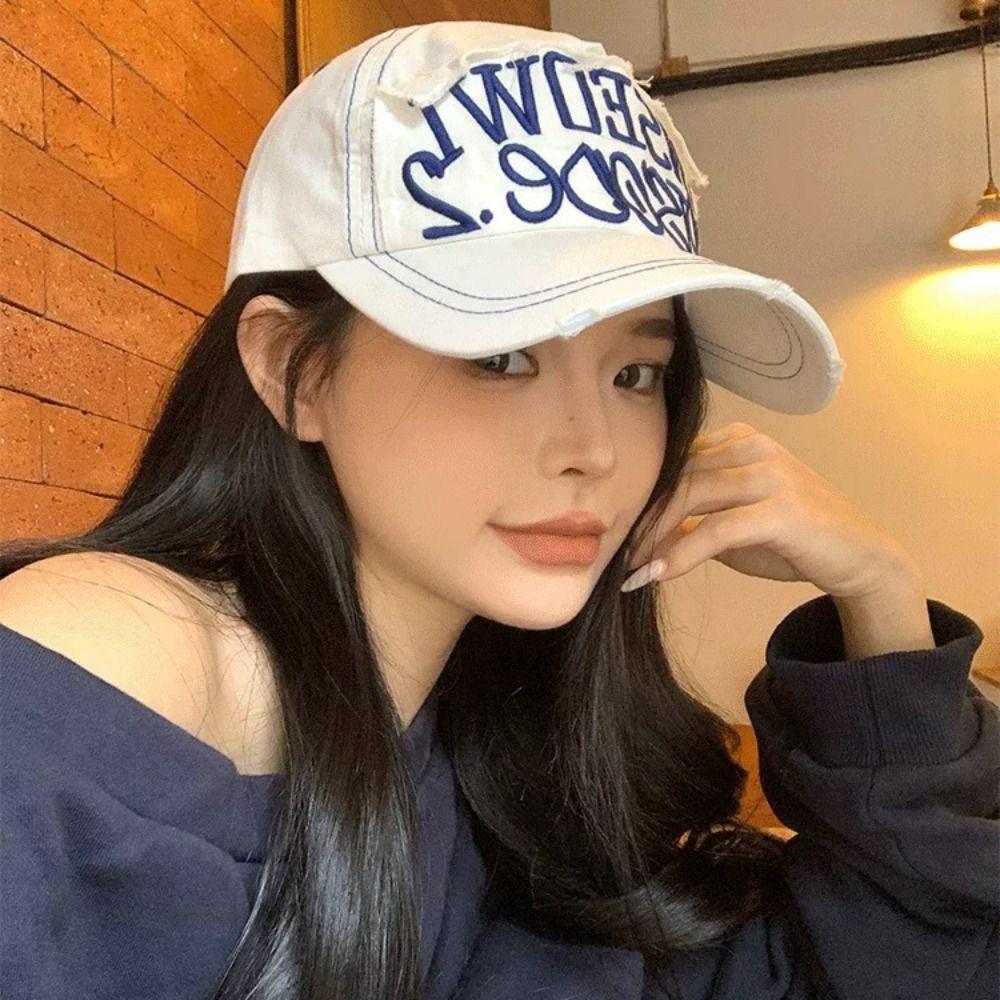 Simple Embroidery Letter Baseball Cap Cotton Peaked Cap Baseball Hat Sun Hat  Girls