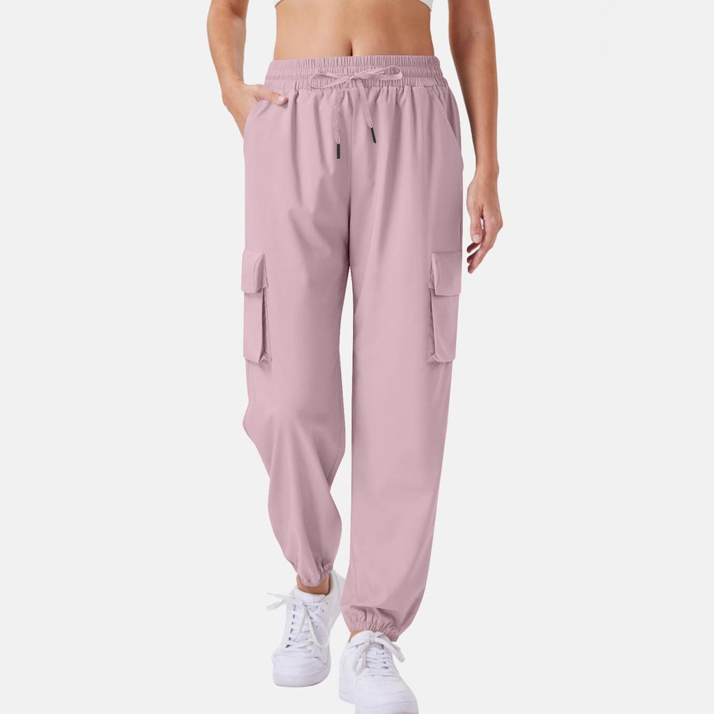 Женские повседневные брюки карго однотонные джоггеры с кулиской на талии, эластичным поясом, множеством карманов