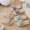 Children's Linen Spring and Autumn Girls Home Non-slip Thick Bottom Four Seasons Household Children Hollow Baby Floor Slippers