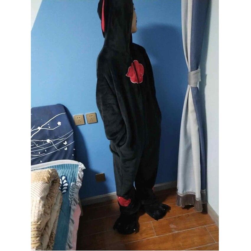 Наруто Акацуки аниме пижамы Учиха Итачи Хэллоуин косплей костюм кигуруми комбинезоны для взрослых фланелевая домашняя одежда для сна