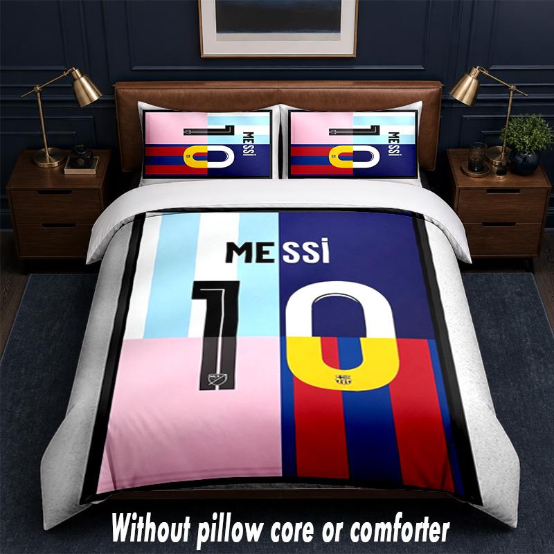 Lionel Messi Design Bed Bedding Set 1 Duvet Cover + 2 Pillowcases Soft Breathable Household Bed Linens