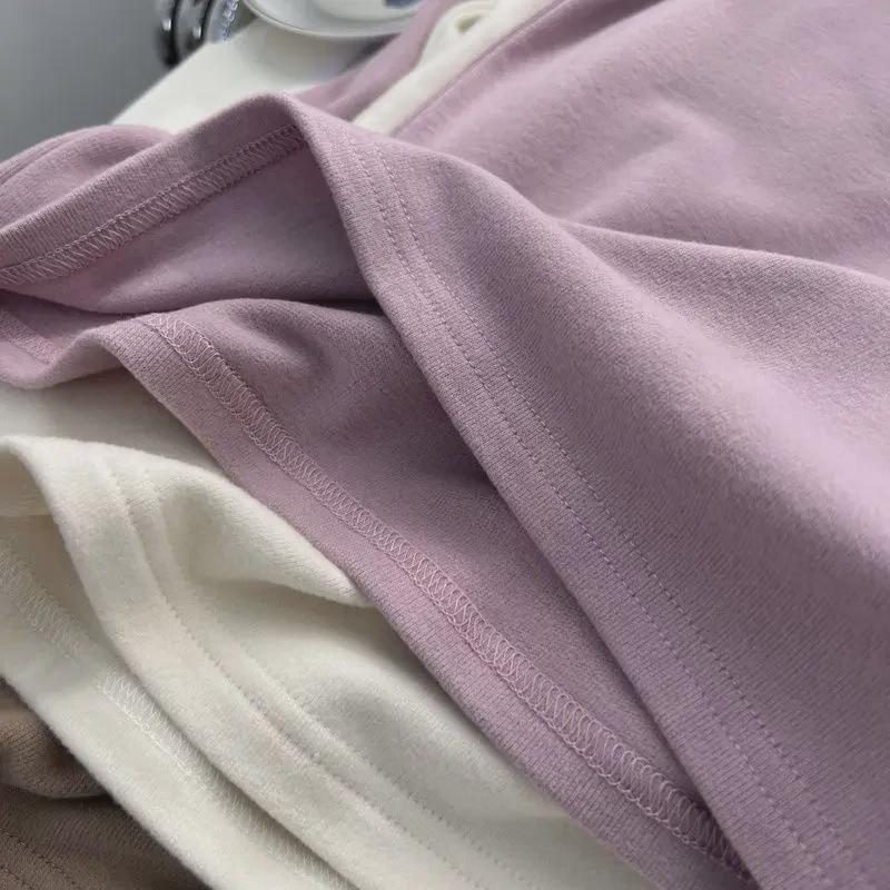 "Расчистка: Женская футболка с длинным рукавом и круглым вырезом из плотной ткани с начесом на осень/зиму