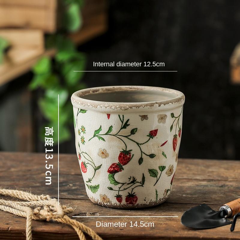 Vase Vintage Ceramic Desktop DecorationOutdoor Garden Special Flower Pot Home Indoor Breathable Creative PastoralStyle HighSense