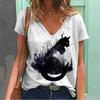 Summer Women's T Shirt Cat Print Casual Short Sleeve 3d T-Shirts Fashion Streetwear Crew Neck Pullover Female Oversized Clothing