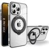 Case for iPhone 16 Pro Max - Protection with Rotating Magnetic Ring and Chrome Effect Black Edge