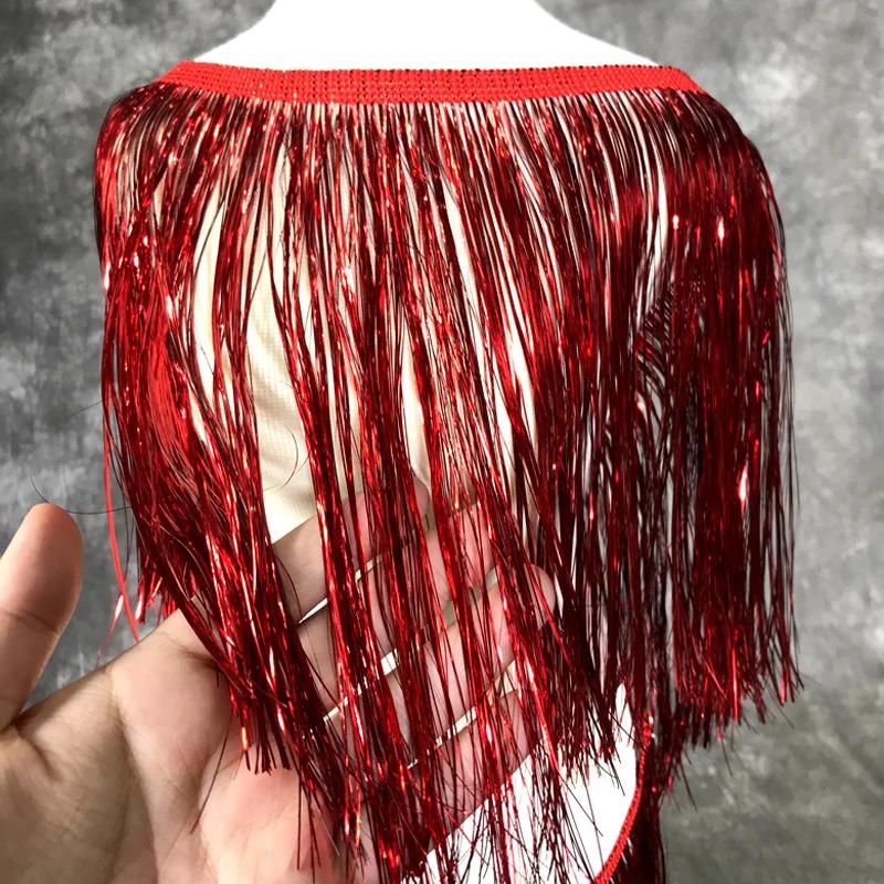 1.1 Yards Laser Shiny Tassel Fringe Trim Lace Ribbon Tassels Christmas Decor Curtains Latin Dance Dresses Skirt Fringes Sewing