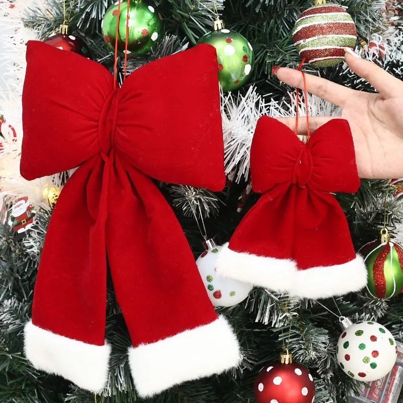 1/5pcs Christmas Velvet Bows Pendant New Year Party Wedding DIY Hanging Bows Gifts Packaging Bows Home Multi-scene Decorations