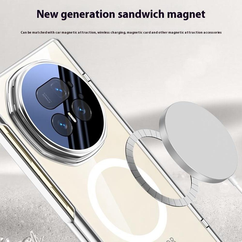 Для Honor Magic V5 5G Магнитный чехол PC+Акриловая накладка для телефона с защитной пленкой для экрана от шпионажа, подставка для объектива
