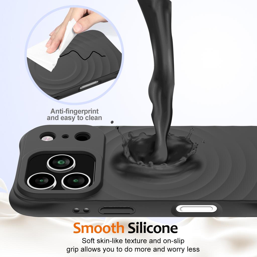 For iPhone 17 Pro Max Case Compatible with MagSafe Ripple Texture Liquid Silicone Protective Cover with Strap