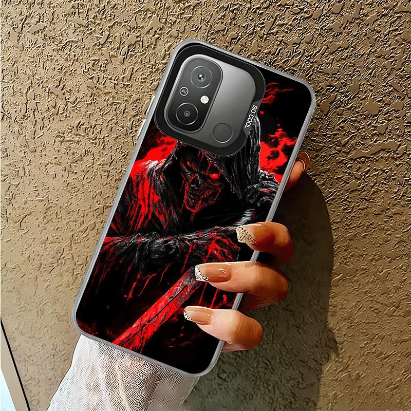 Ударопрочный чехол для телефона Xiaomi Poco X7 X6 X5 X3 Pro F7 Ultra M8 Redmi 15C 15 14C 13C 12C 10C 13 с изображением Смерти, Жнеца, Черепа и Косы