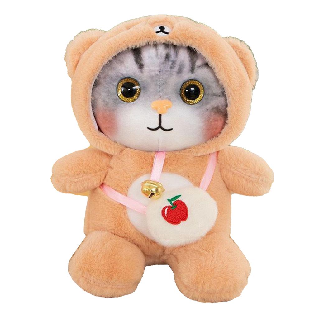 Cat Plush Toy Lovely Bell Soft Colorful Fuzzy Stuffed Cat Plush Toy for Children Birthday
