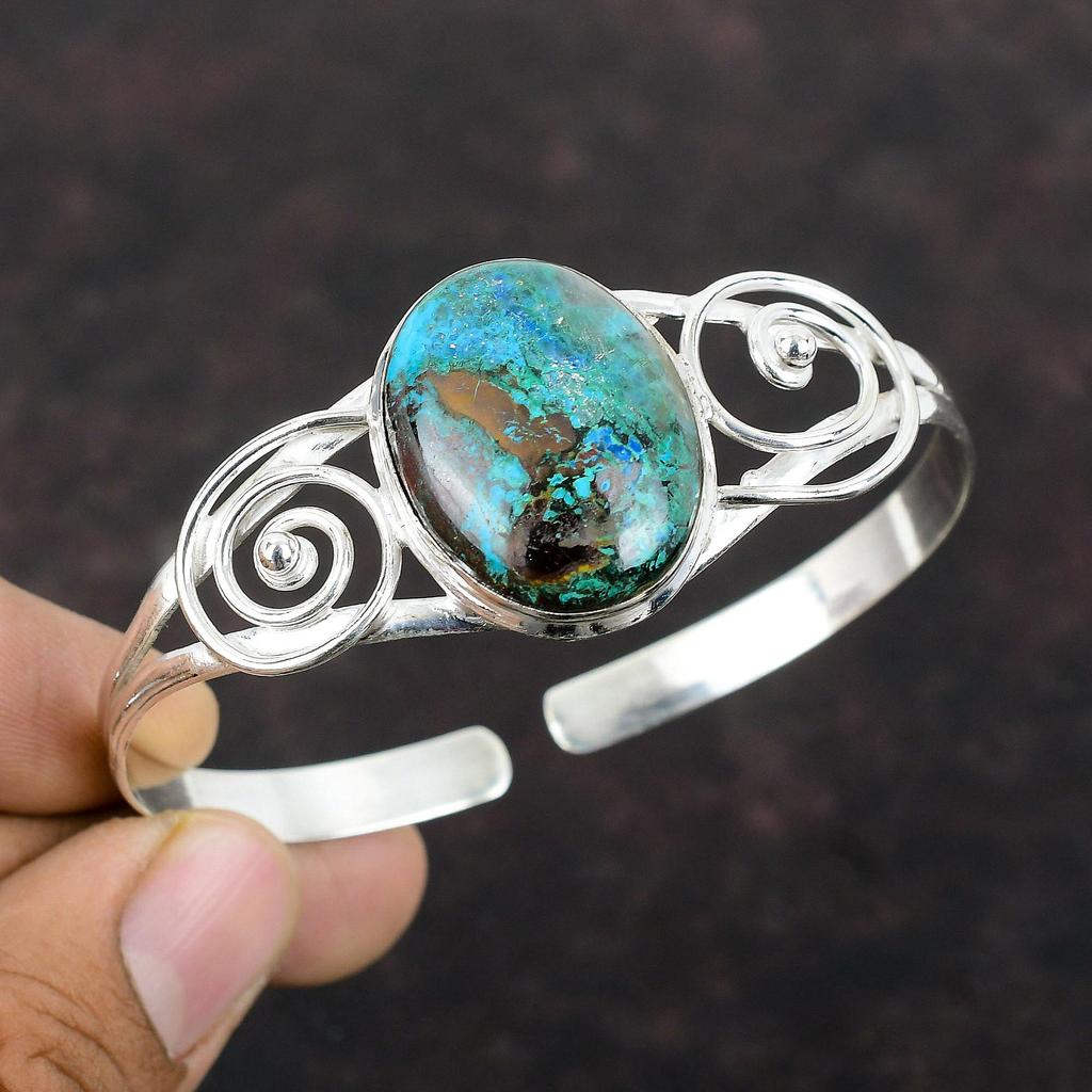 Браслет-манжета из драгоценного камня шаттукит, браслет из стерлингового серебра 925 пробы, браслет-манжета ручной работы, регулируемый браслет для подарков, ювелирные изделия для помолвки