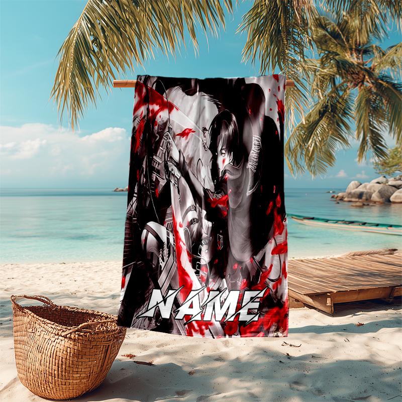 Personalized customized proof beach towel with Attack on Titan pattern - soft, absorbent, quick-drying, perfect swimming, camping&bathing