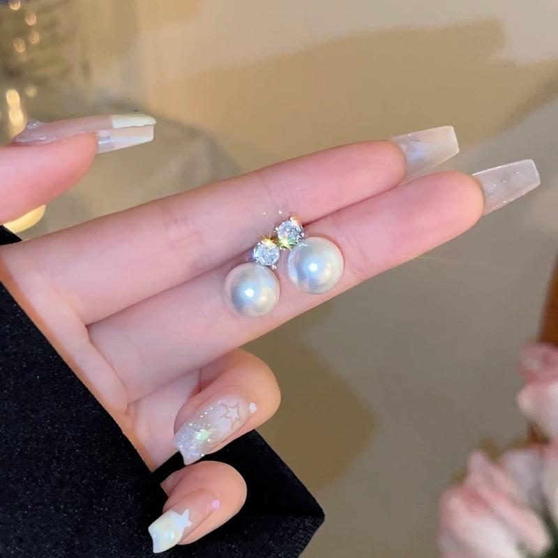 Элегантные белые серые серьги для женщин, серьги-гвоздики с кристаллами, ювелирные аксессуары