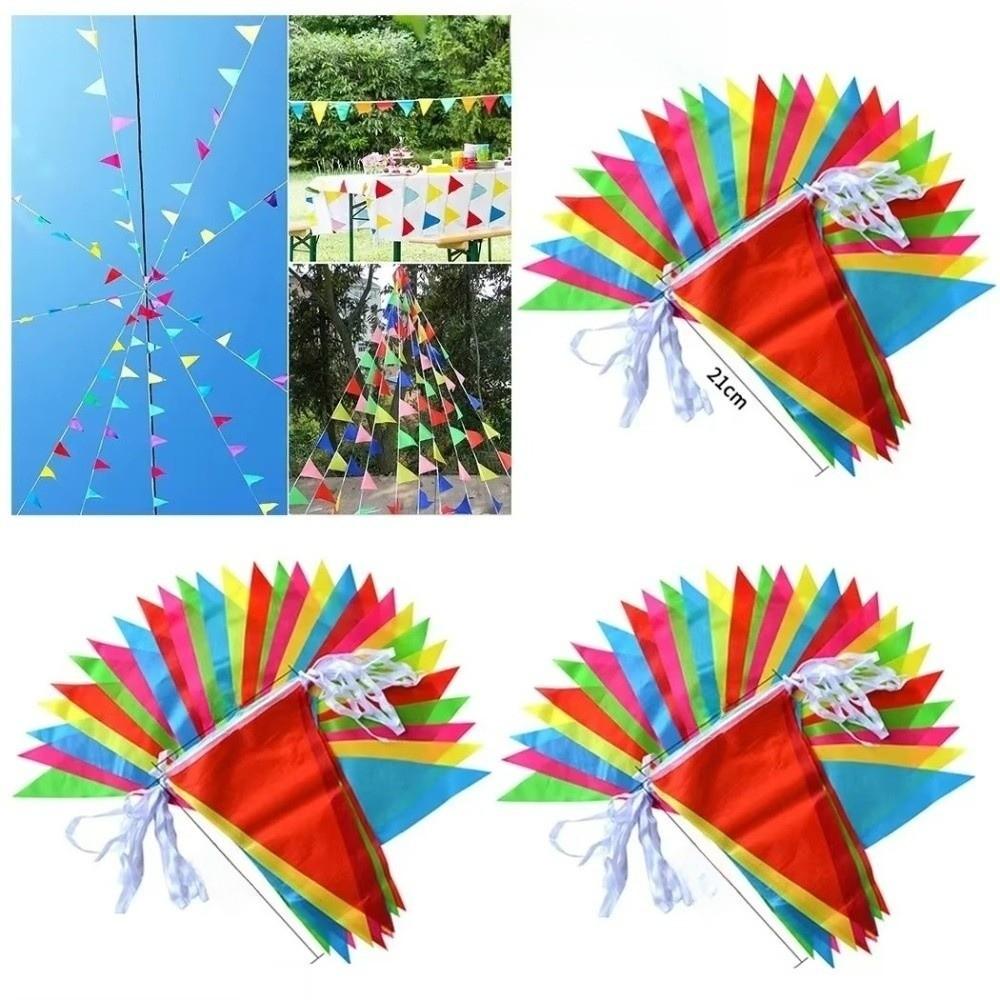100Pcs Dacron Bunting Banner Triangle Shape Flag Garland New Pennant Banner Festival Decorations