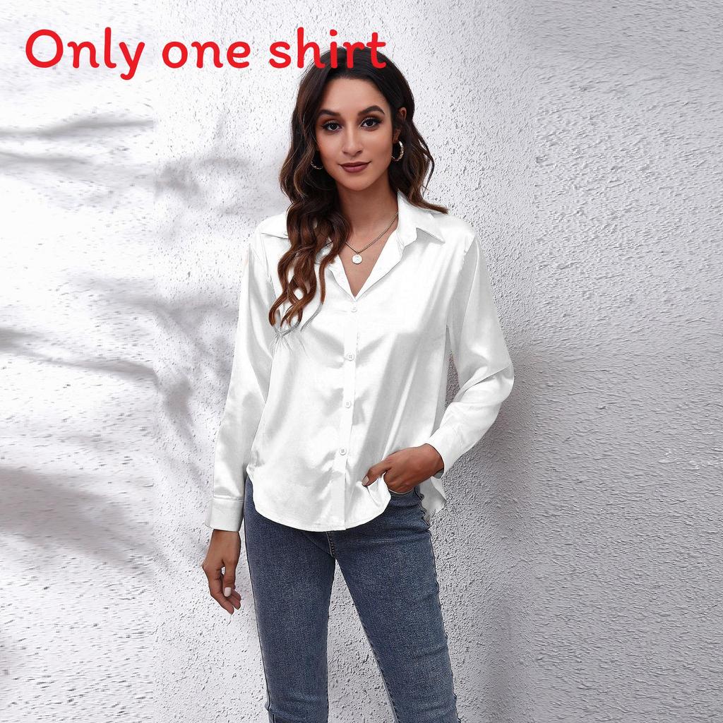 Satin Shirt For Women With Long Sleeves And Button Front For Office Wear