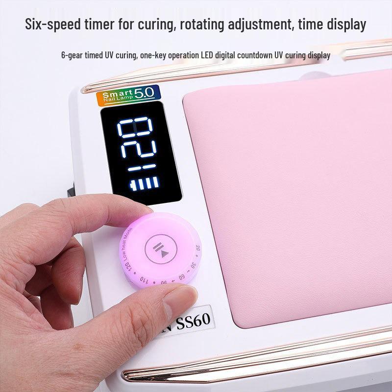 Перезаряжаемая УФ/LED лампа для ногтей 380 Вт с подставкой для рук для маникюра обеих рук