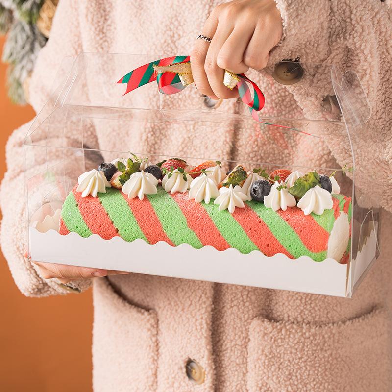 5 шт., Прозрачная ручная упаковочная коробка, рулет для торта, рулон полотенец, швейцарский рулет, подарочная упаковочная коробка для выпечки своими руками