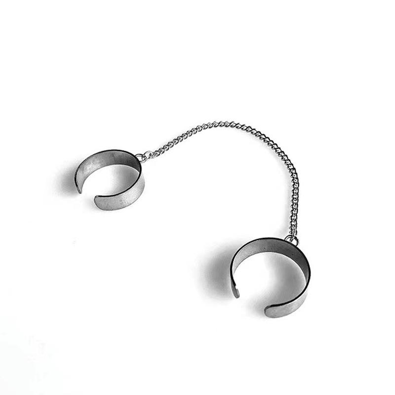 Ins Двойное кольцо Интегрированная цепь Открытие Регулируемый титановая сталь Невыцветающий Bounce Di Хип-хоп Мужчины и женщины