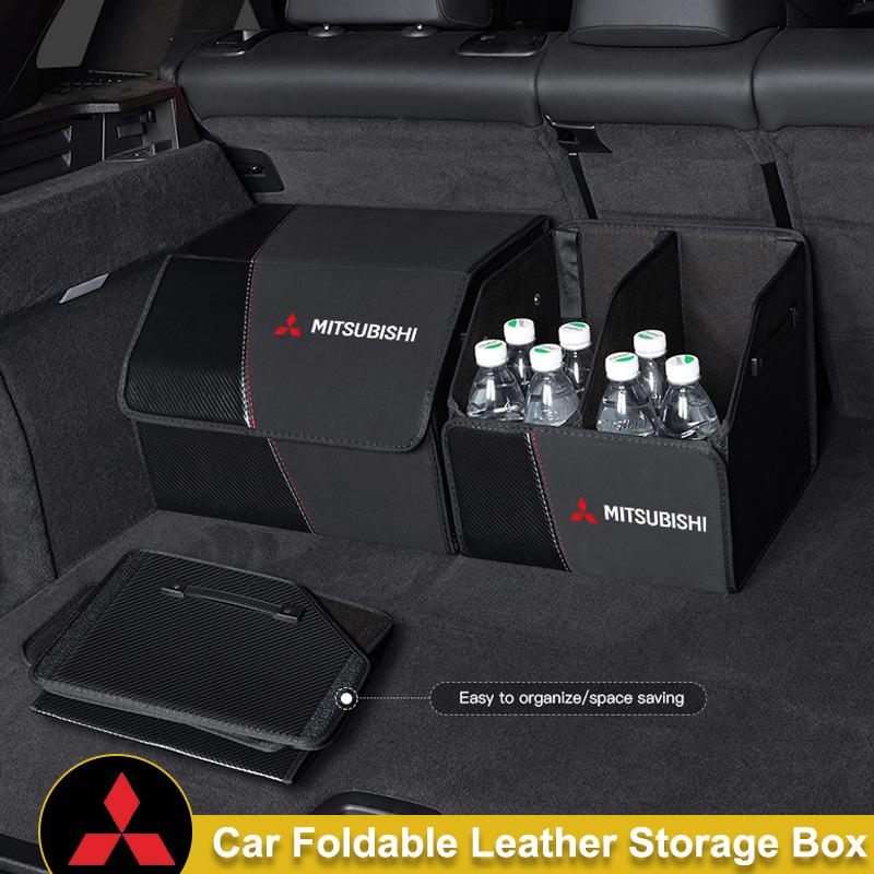 Car Leather Trunk Storage Box Foldable Portable Multiuse Trunk Bag For Mitsubishi Eclipse Lancer Outlander Colt I200 Ralliart Ex