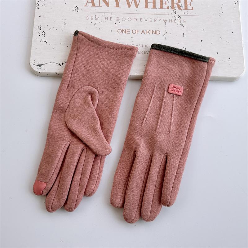 Осенне-зимние термоперчатки с флисовой подкладкой, сенсорные, для катания на открытом воздухе, пушистые перчатки из кроличьего флиса с маленькой этикеткой