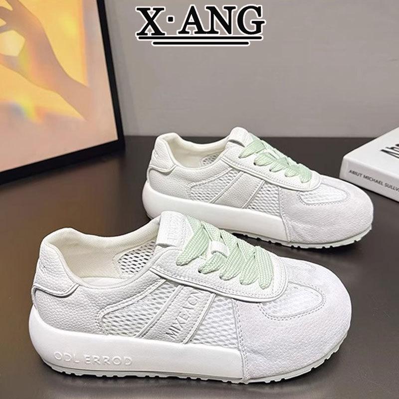 Summer Mesh Breathable Women's Shoes Leather German Training Shoes 2025 New Versatile Little White Shoes Casual Sports Shoes Forrest Gump Shoes