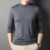Осенне-зимний тонкий свитер из искусственной шерсти, мужская мода, простой однотонный полуводолазка, мужской свитер с длинными рукавами и вязаным низом