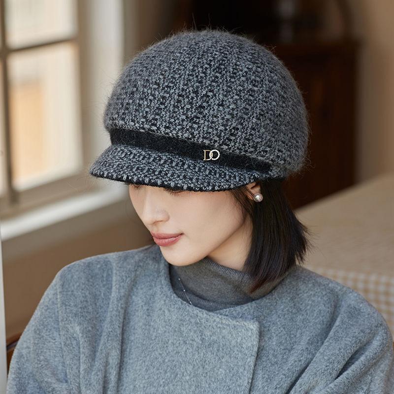 Осенне-зимняя холодостойкая вязаная теплая шапка, толстая шапка-утконос, шерстяная шапка в западном стиле для женщин
