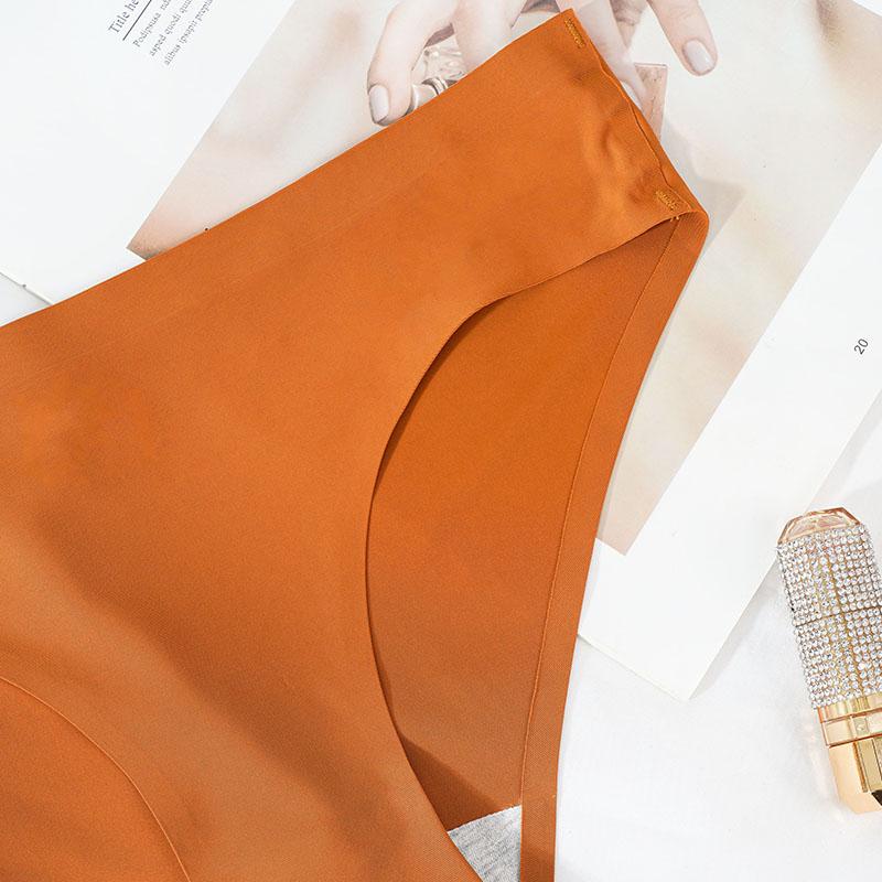 Women Ice Silk Solid Seamless Underwear Pantie Color Soft Comfortable Briefs Lingerie Women Underwear Briefs