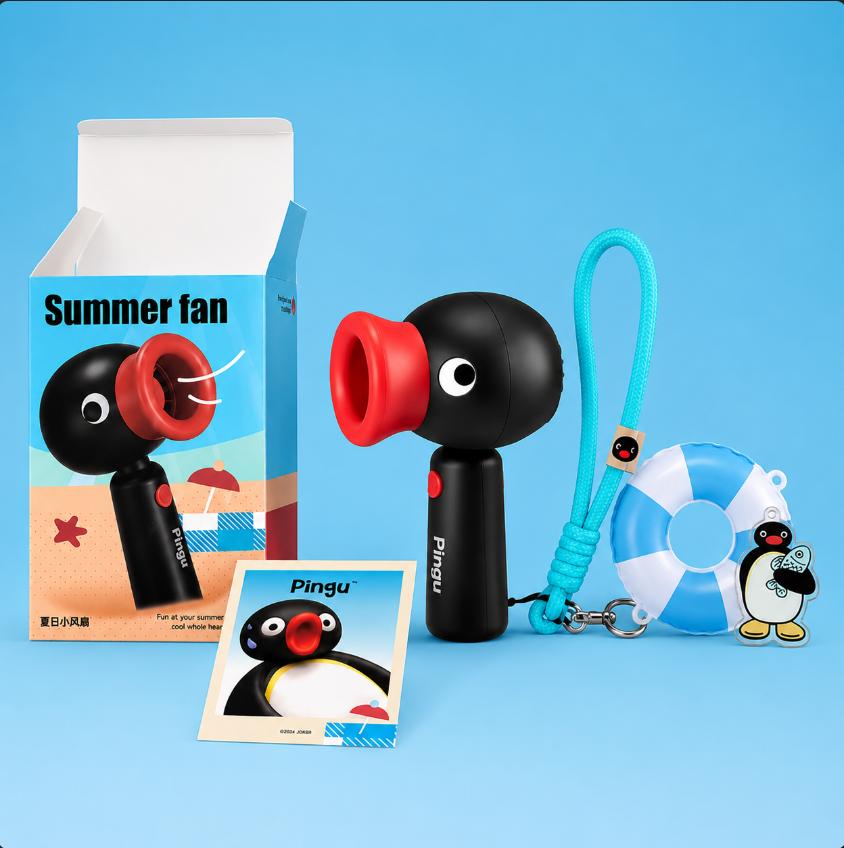 Новый портативный вентилятор Pingu на 2000 мАч, летний вращающийся вентилятор, игрушки, для стола, офиса, студентов, аниме-аксессуары, для путешествий, лето